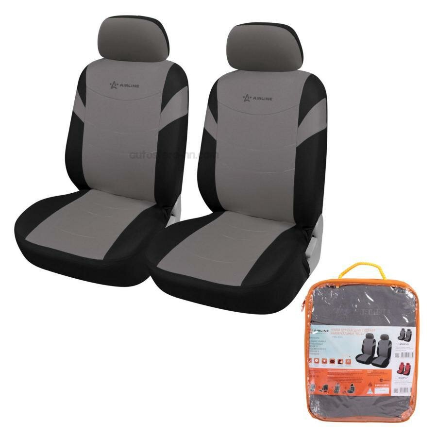 AIRLINE ACSVP05 Чехлы для сидений универсал. RS-4+, передние, 2 шт.(4 предм.), велюр, черн./сер. (ACS-VP-05)