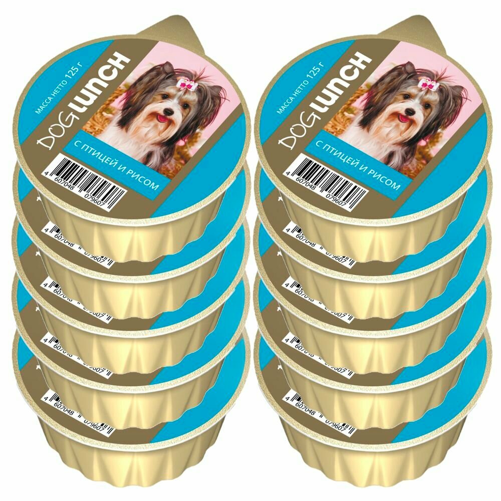 фото Влажный корм для собак DogLunch крем-суфле с птицей и рисом ламистер 125 г (10 шт.)