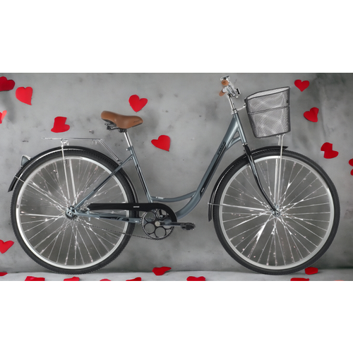 Велосипед FOXX 28 VINTAGE серый рама сталь размер 18 передняя корзина 2021 1750000₽