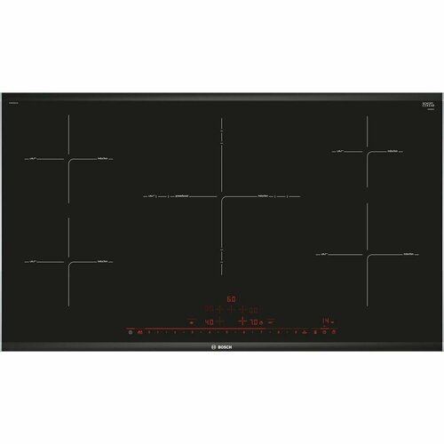 Встраиваемая индукционная панель BOSCH PIV975DC1E Serie 8 независимая 5 конфорок трехконтурная конфорка 17 уровней черная 10744000₽