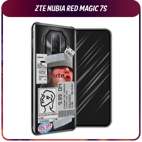 Силиконовый чехол на ZTE Nubia Red Magic 7S / ЗТЕ Нубиа Ред Меджик 7S Cute girl collage, прозрачный гидрогелевая противоударная защитная пленка для zte nubia red magic 7s зте нубиа ред меджик 7s