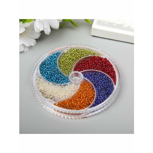 Набор бисера 6цв 60гр с сереб отверстием 555₽