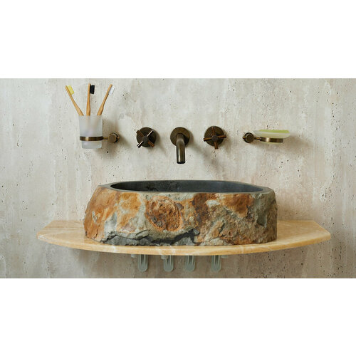 Каменная раковина для ванной Sheerdecor Hector 00700111159 из серого натурального камня андезита