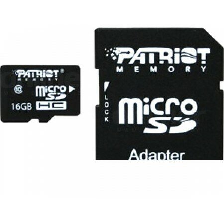 Карта памяти Patriot microSDHC (Class 10) 16 Гб + адаптер (PSF16GMCSDHC10)