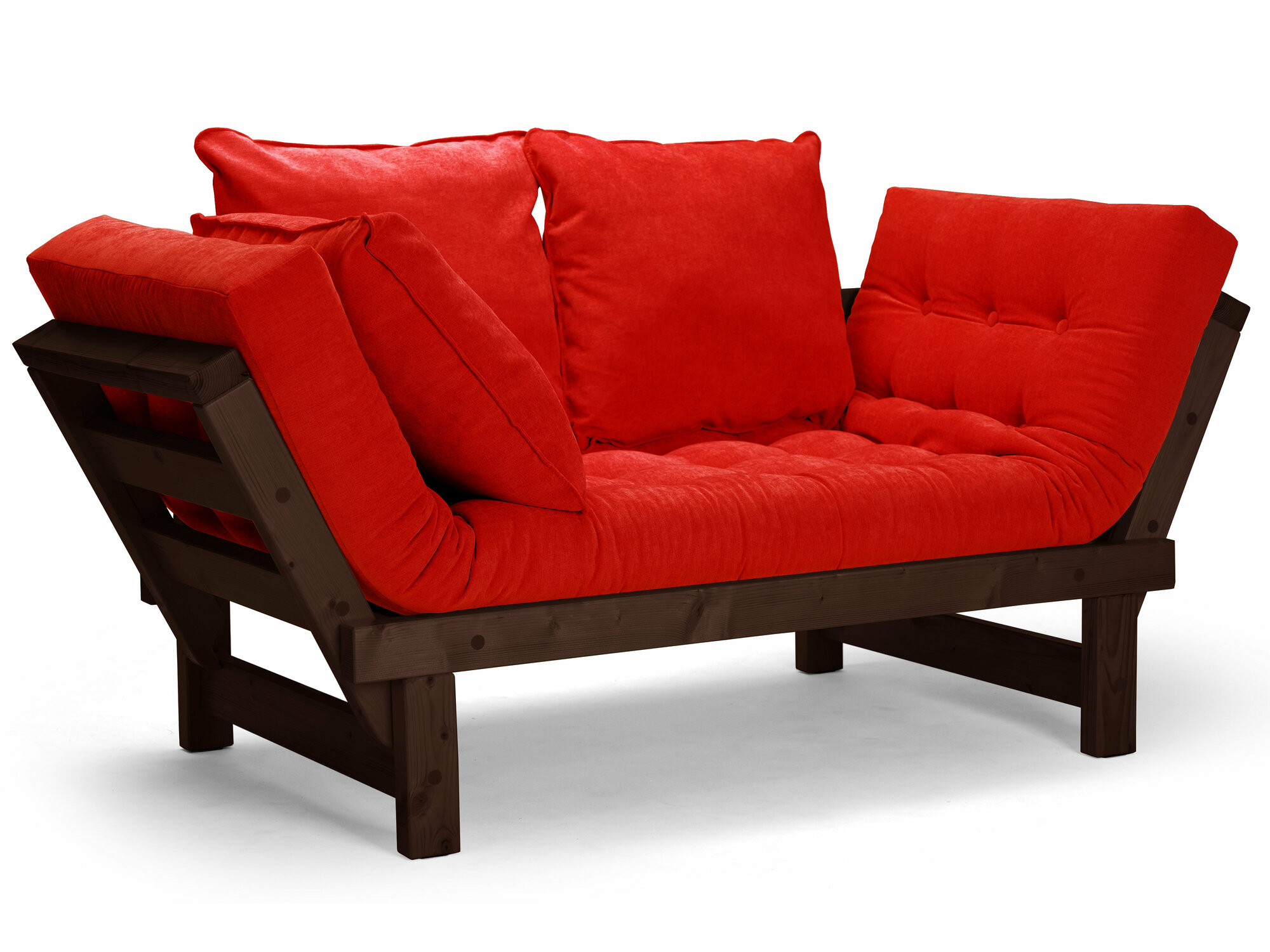 Садовый диван Свен-С, красный-венге, велюр, двухместный, для кухни, в офис, для салона красоты, на вернаду, скандинавский лофт
