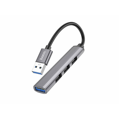 Хаб USB Hoco HB26 3xUSB 2.0/1xUSB 3.0 Grey 6931474765468 серый