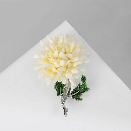 фото Брошь "цветок" хризантема, белый