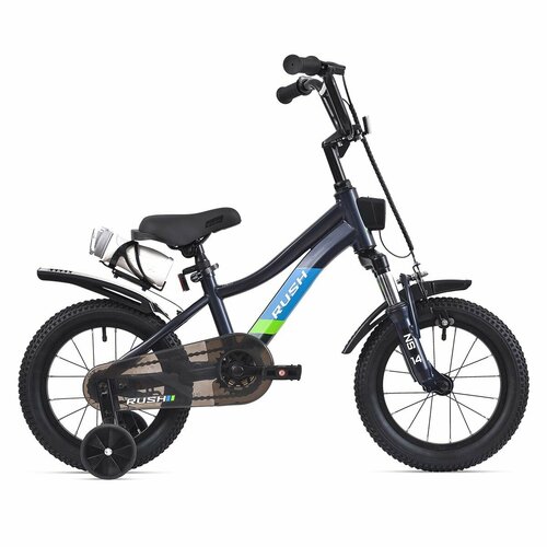 Велосипед двухколесный детский 14" дюймов RUSH HOUR X5-RACE14 рост 105-120 см черный. Для девочки, для мальчика, для малышей 3 года, 4 года, 5 лет, городской, прогулочный, раш