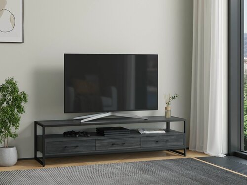 Изображение товара Тумба под ТВ Урбан Лофт 01 с выдвижными ящиками Черный/северное дерево темное