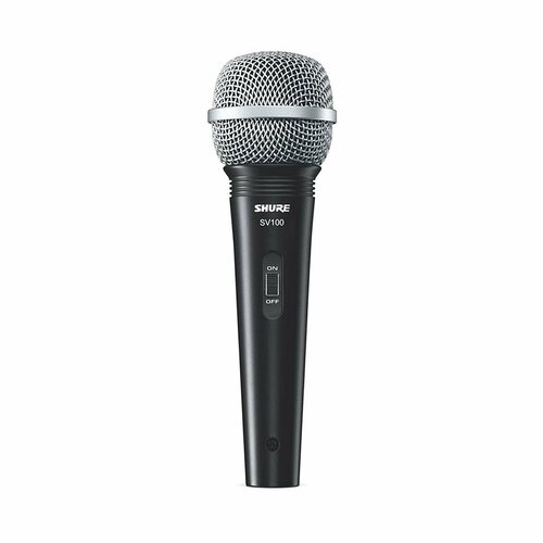 SHURE SV-100 - микрофон динамический вокально речевой с выкл. и кабелем (XLR-6.3ммJACK), черный shure sv100 a микрофон динамический вокальный