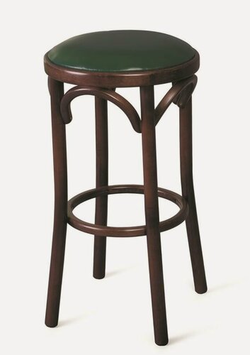 Изображение товара Табурет деревянный полубарный Венский 650 темный тон, зеленый с мягким сиденьем из экокожи
