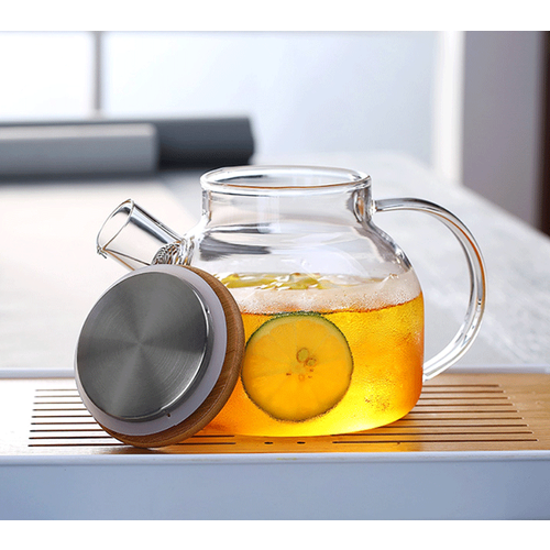 Чайник стеклянный с деревянной крышкой для заварки и напитков 1000мл 1л 662₽