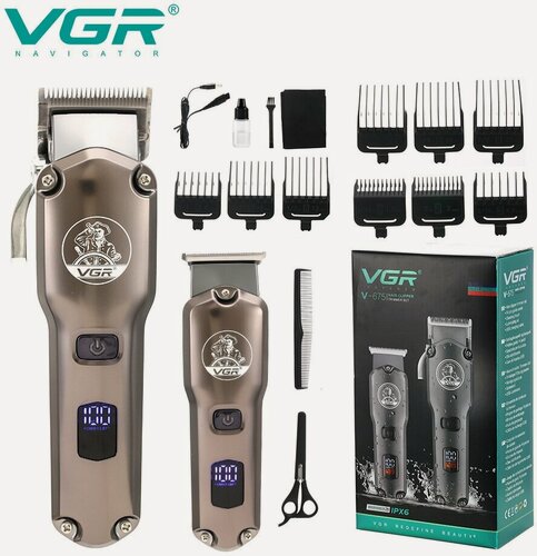Изображение товара Машинка для стрижки волос, 2 В 1, Профессиональная машинка для стрижки волос, Триммер, Триммер для бороды, VGR V0675, Набор для стрижки волос