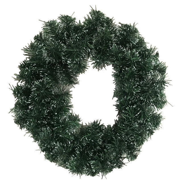 Венок новогодний 50см зеленый с белыми кончиками / новогоднее украшение на ёлку игрушка на ёлку