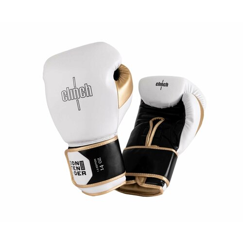 Перчатки боксерские Clinch Contender бело-черно-золотые (вес 10 унций)