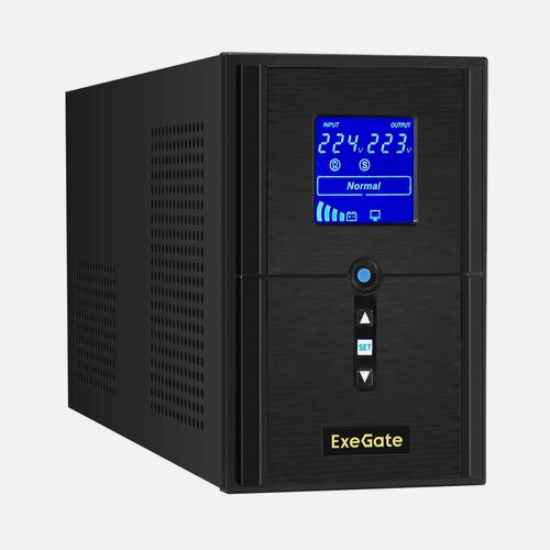 Изображение товара ИБП ExeGate SineTower SN-1500. LCD. AVR.2SH.1C13. USB 1500VA/1200W, чистая синусоида, LCD дисплей, AVR, черный