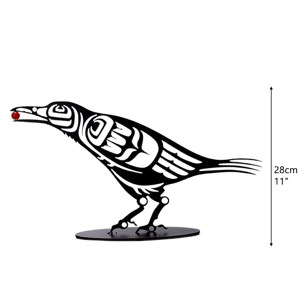 Металлическая фигурка ворона с ягодами статуэтка для дома и офиса декоративная скульптура с силуэтом птицы