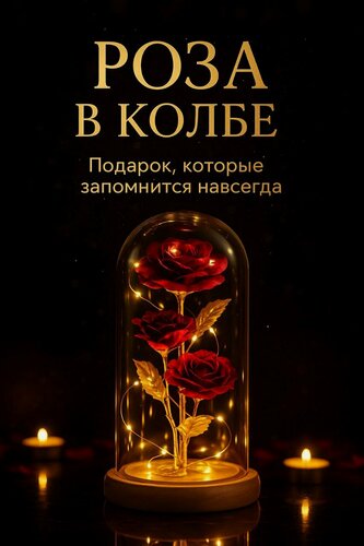 Изображение товара Ночник светильник "Три вечные розы" Бордо, LED, теплый свет, 23x12 см.