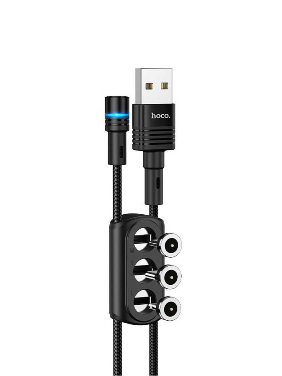 Кабель для зарядки hoco U98, 3 in 1, type c, micro, lightning, магнитный — фото 1