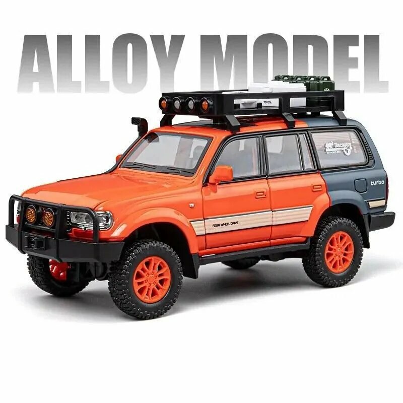 Модель автомобиля Toyota Land Cruiser Лэнд Крузер 80 коллекционная металлическая игрушка масштаб 1:24 оранжевый