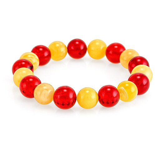 фото Amberholl браслет из цельного янтаря «медовый и красный шар»