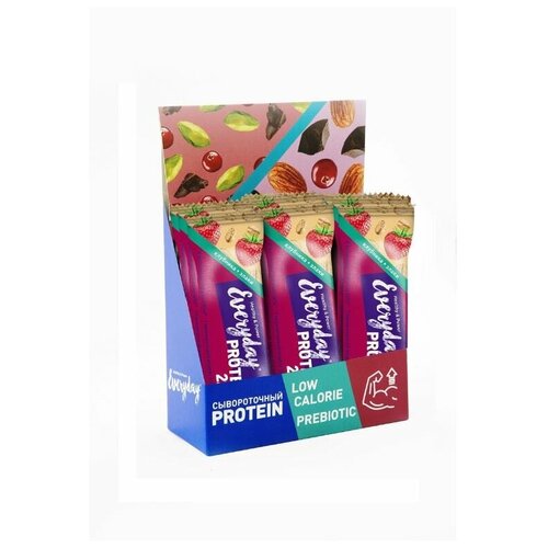 фото Протеиновый батончик everyday 22% protein "клубника со злаками" 40 гр., шоубокс 12 шт.