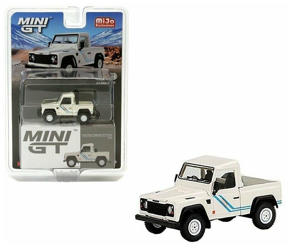 Модель коллекционная Mini GT 1:64 Land Rover Defender 90 Pickup White