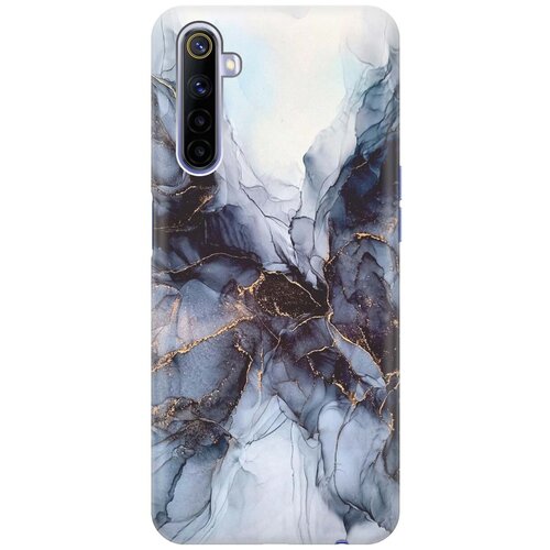 фото Ультратонкий силиконовый чехол-накладка для realme 6 с принтом "черно-белый мрамор" gosso