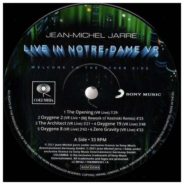 Jean Michel Jarre Jean Michel JarreJean-michel Jarre - Welcome To The Other Side: Live In Notre-dame Vr (limited, 180 Gr) Sony Music - фото №13