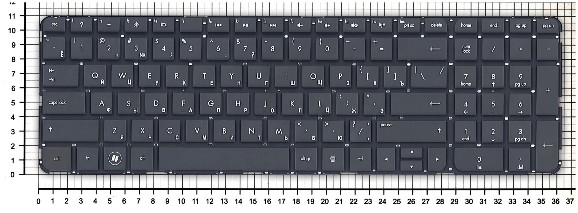 Клавиатура для ноутбука HP Pavilion dv7-7100 черная без рамки