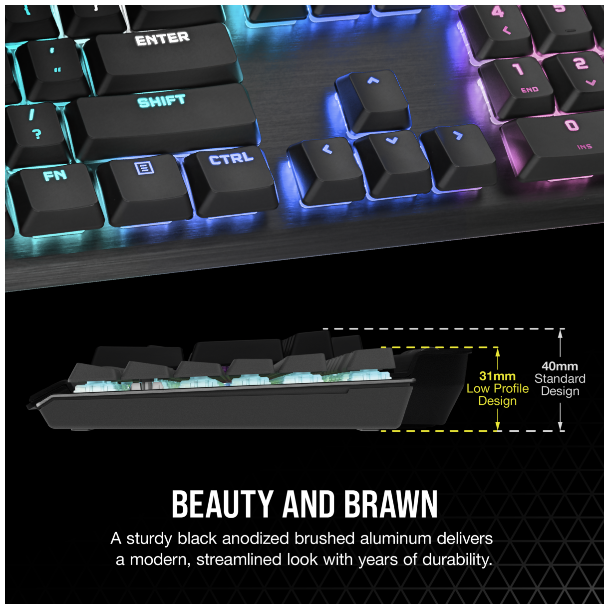 Игровая клавиатура Corsair Gaming™ CORSAIR K60 RGB PRO Low Profile Mechanical Gaming Keyboard, Backlit RGB LED, CHERRY MX Low Profile SPEED, Black