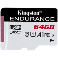 Карта памяти microSDXC UHS-I U1 Kingston High Endurance 64 ГБ, 95 МБ/с, Class 10, SDCE/64GB, 1 шт, переходник без адаптера