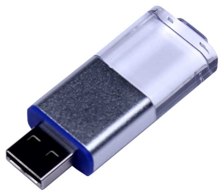 Пластиковая флешка с выдвижным механизмом и кристаллом (16 Гб / GB USB 2.0 Синий/Blue cristal10)