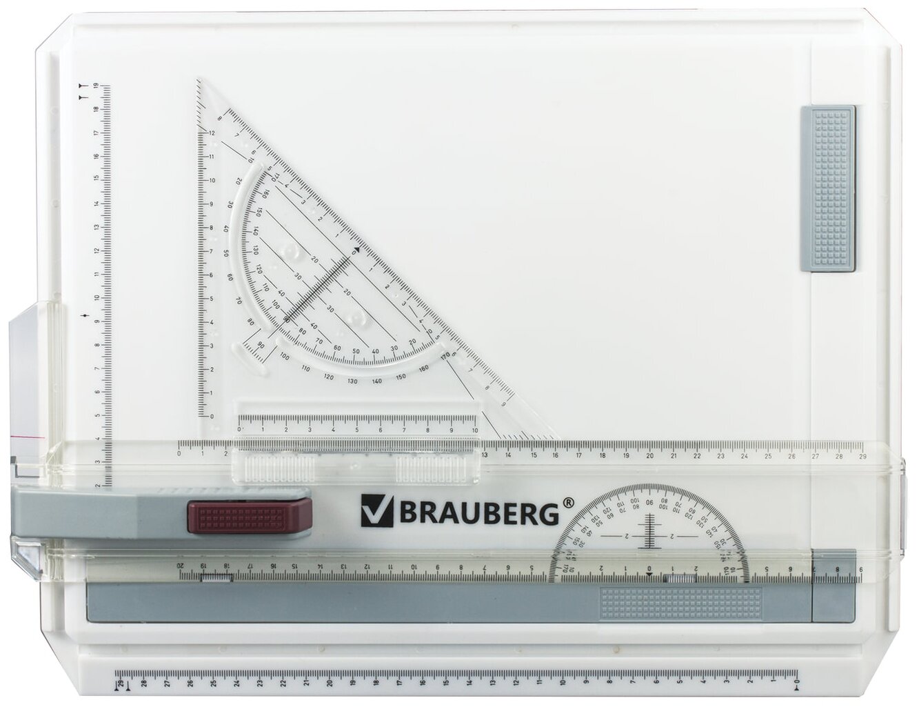 Доска чертежная А4, 370х295 мм, с рейсшиной и треугольником, BRAUBERG, 210535