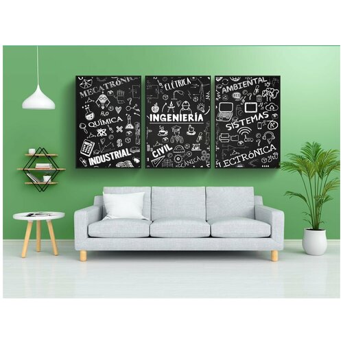 фото Набор модулных постеров для интерьера "инжиниринг, справочная информация, pizarrín" 60x90 см. в тубусе, без рамки lotsprints