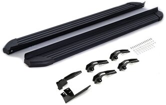 Алюминиевые черные пороги подножки для Chevrolet Captiva 2011-2015 с крепежом