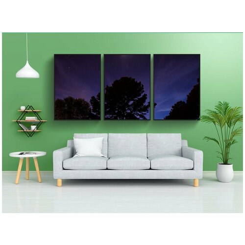 фото Набор модулных постеров для интерьера "деревья, лес, свет луны" 60x90 см. в тубусе, без рамки lotsprints