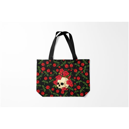 фото Сумка-шоппер / 46х35 см / популярные иллюстрации / черепа skull roses burnettie