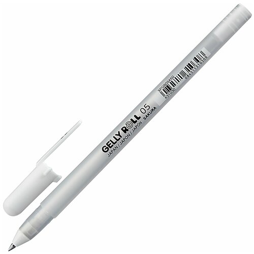 Ручка гелевая БЕЛАЯ, SAKURA (Япония) "Gelly Roll", узел 0,5 мм, линия письма 0,3 мм, 12 шт