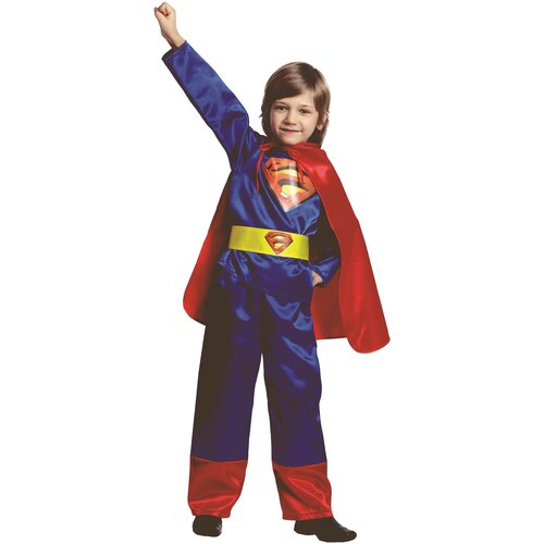 фото Костюм супермен (атлас) детский батик 36 (146 см) (кофта, брюки, плащ, пояс)
