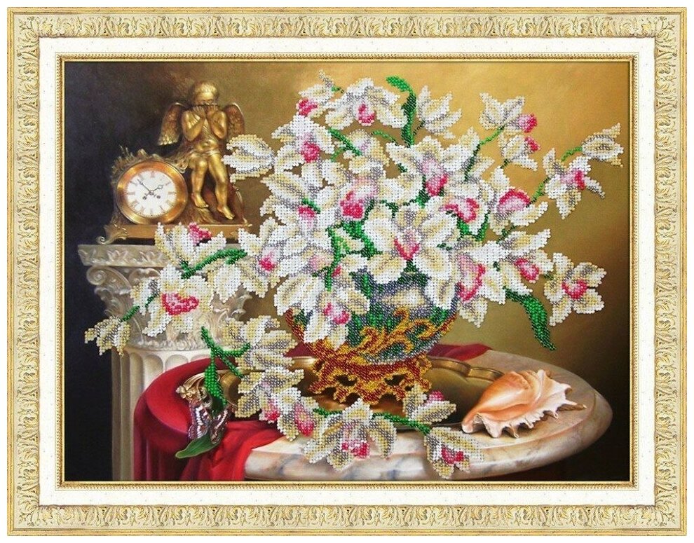 Орхидеи #Б-1271 Паутинка Набор для вышивания 38 x 28 см Вышивка бисером