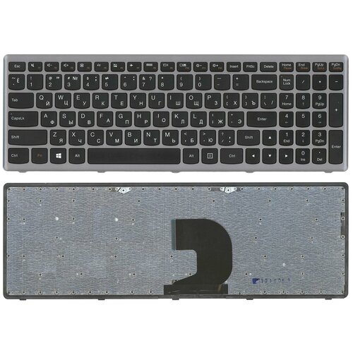 Клавиатура для ноутбука Lenovo IdeaPad Z500 черная с серой рамкой 634₽