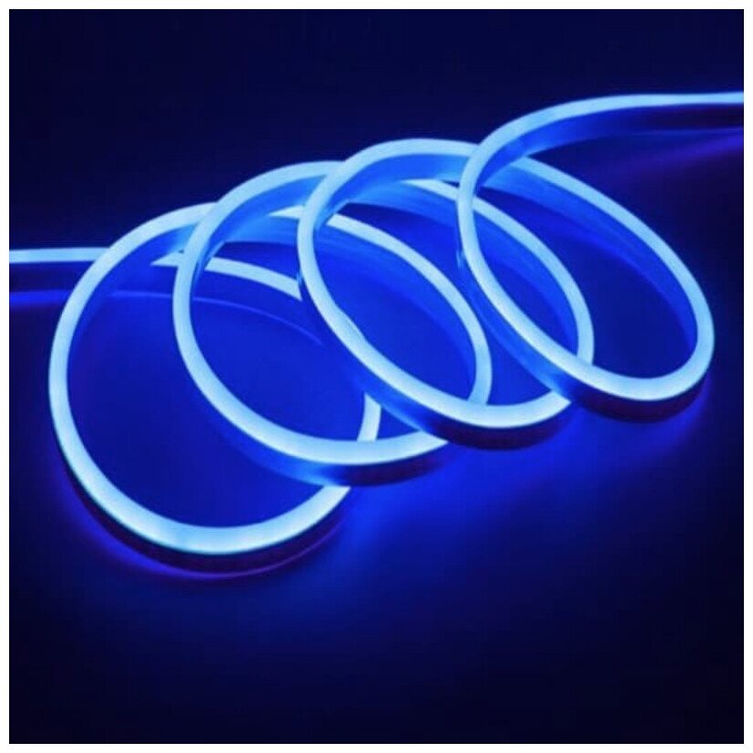 Светодиодная лента SmartElectronics 5м, 220В, IP67, 120 LED/m Гибкий неон 5 метров, неоновая RGB лента, подсветка интерьера/Синий - фотография № 7