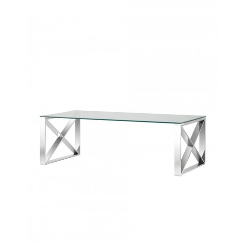 фото Стол stool group журнальный 120*60 кросс серебро каркас нержавеющая сталь столешница закаленное стекло