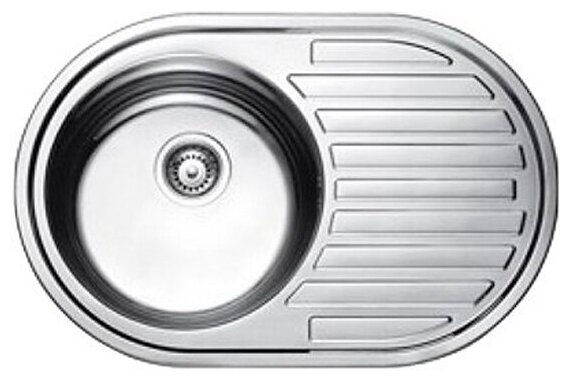 Кухонная мойка нержавеющая Kaiser KSS-7750L 770x500*0.8mm (врезная, хром, овальная/левая)