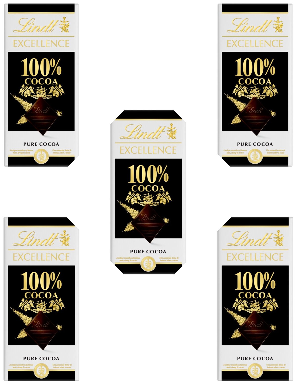 Шоколад Lindt Excellence, 100% какао, ( 5 ш. х 50 г.).