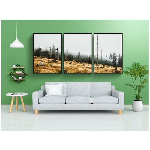 фото Набор модулных постеров для интерьера "холм, осень, деревья" 60x90 см. в тубусе, без рамки lotsprints