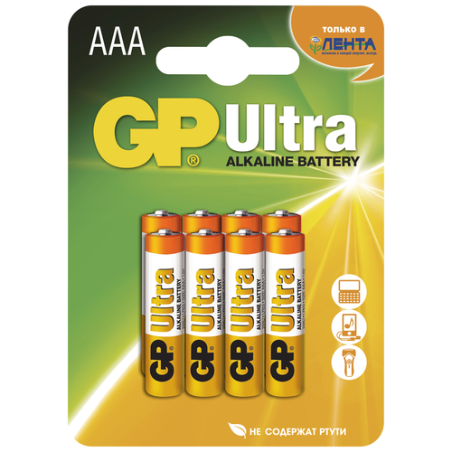 Элемент питания GP Ultra 24AU/LNT-2CR8 96/768 AAA, 8шт батарейки gp ultra alkaline aaa 4 шт 24au u4