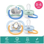 Пустышка силиконовая ортодонтическая Philips AVENT ultra air SCF080/05 0-6 м, 2 шт. - изображение