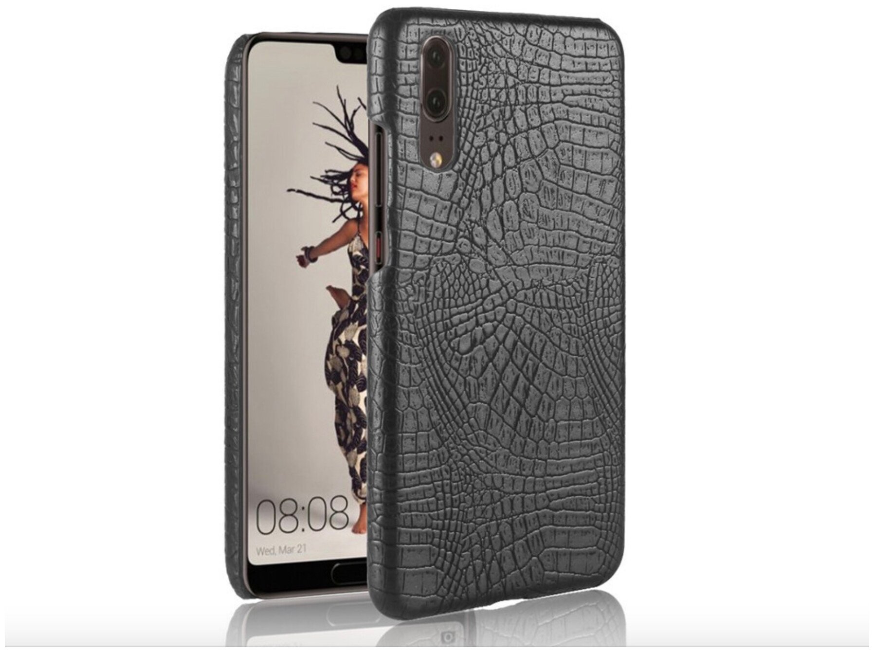 Чехол-накладка MyPads на iPhone 6/ 6S тонкий задний бампер на пластиковой основе с отделкой под кожу крокодила черный